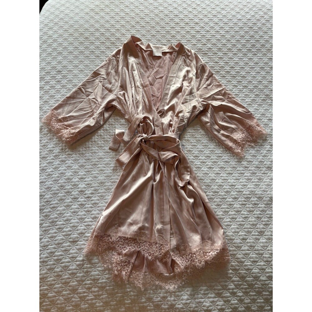 Women's Satin Lace Trim Robe